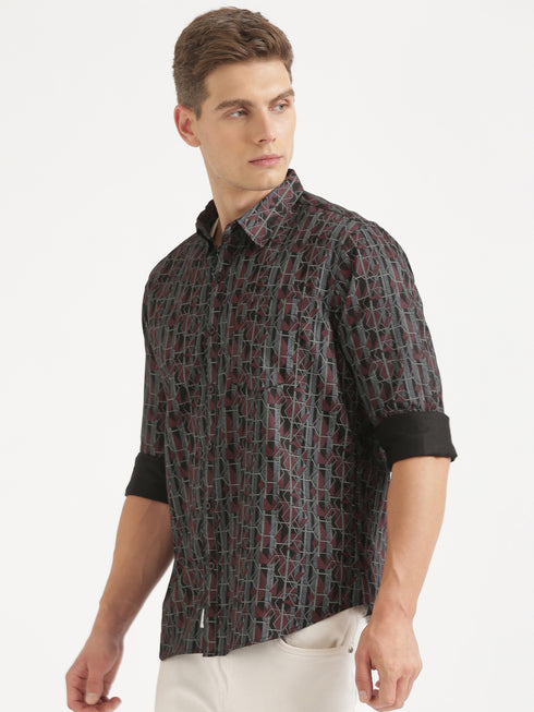 Multi- Colour Printed Long Sleeve Casual Shirt